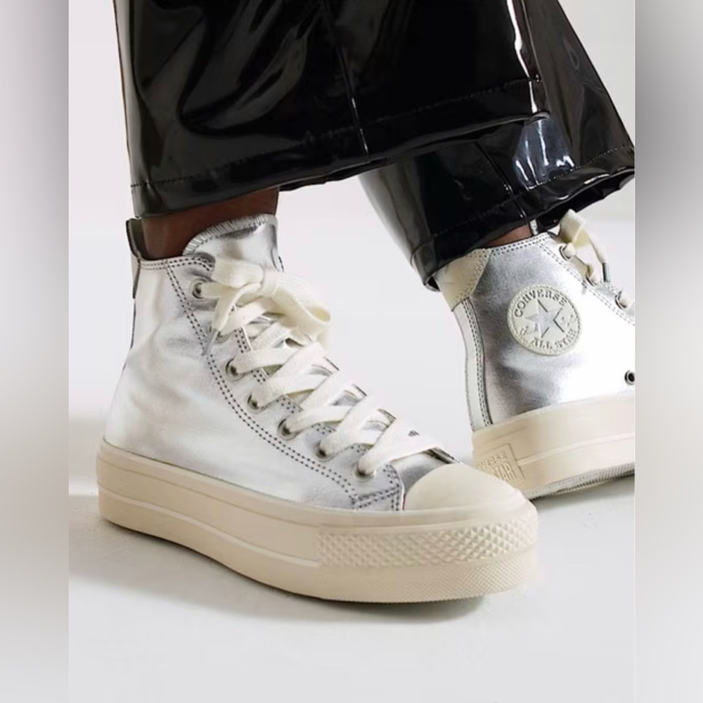 Converse Metallic Silver High-Top Sneakers